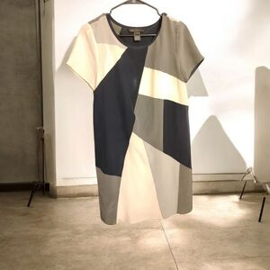 Marc By Marc Jacobs 100% Silk Color Block Dress With Slip Attached Inside Size 6